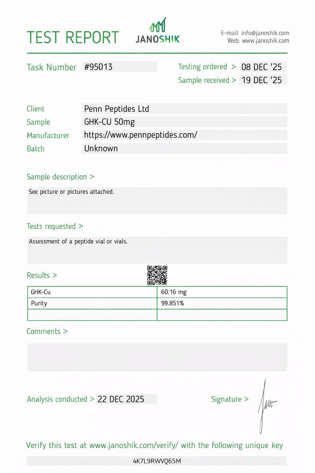 GHK-Cu – Lyophilized Powder