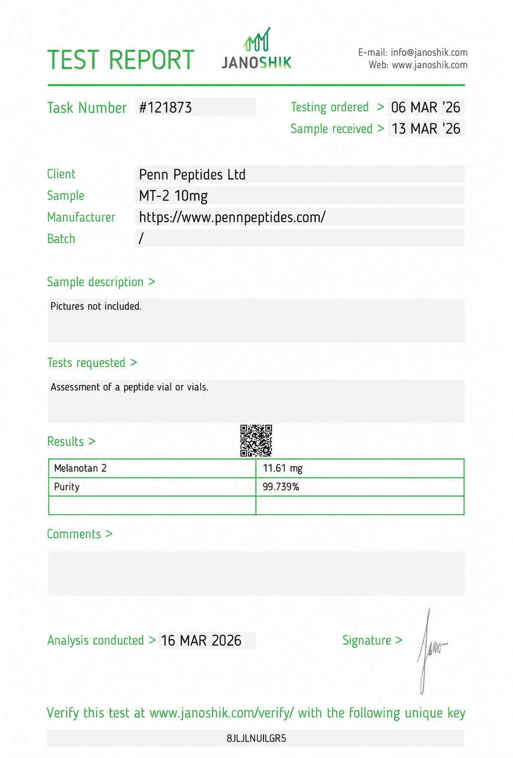Melanotan II (MT2) – Lyophilized Powder